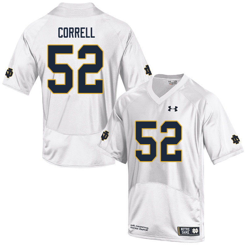 Men #52 Zeke Correll Notre Dame Fighting Irish College Football Jerseys Sale-White